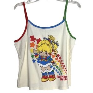 Y2K Rainbow Bright White Colorful Womens Cami tank Size XL Kidcore Nostalgia